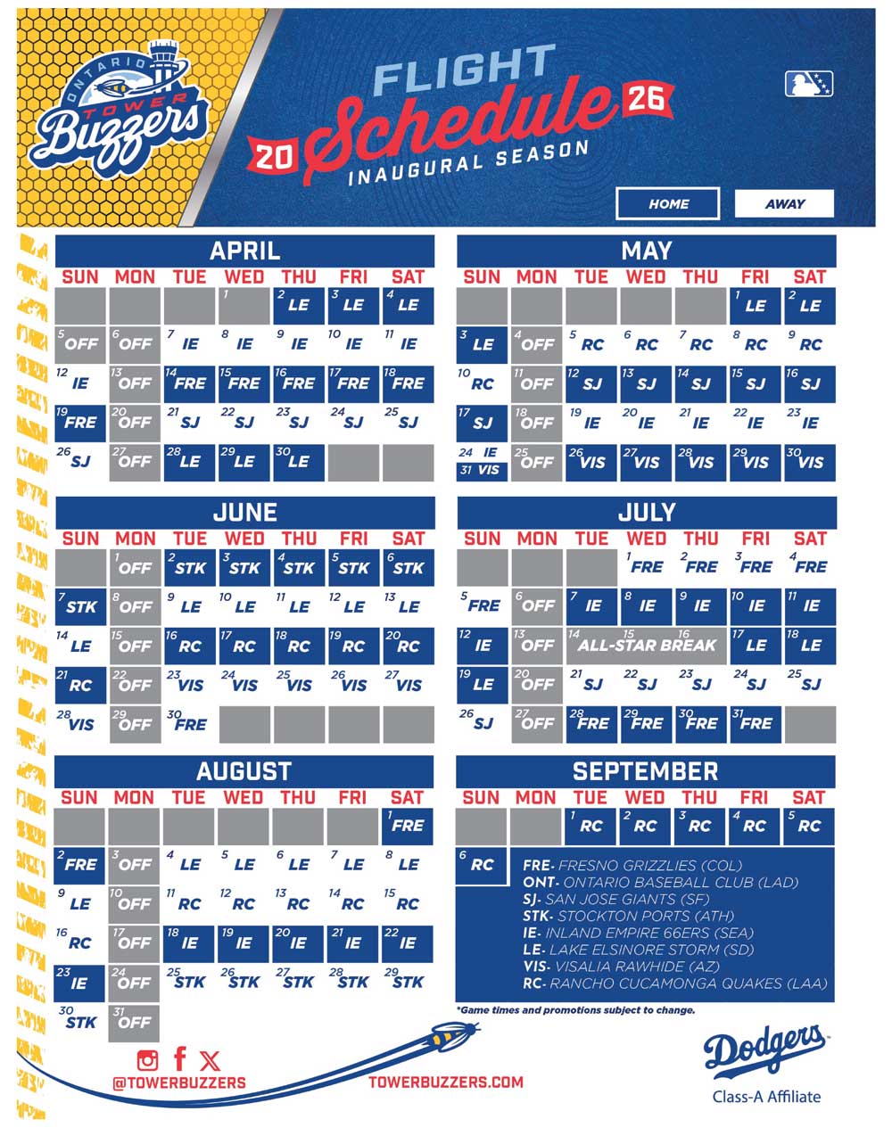 Ontario Tower Buzzers schedule