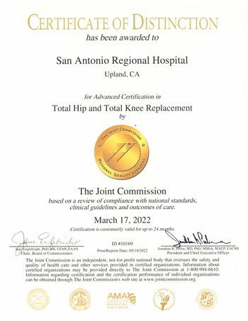 TJC certificate 2022-TJC-Total-Hip-Knee-Advanced-Certification