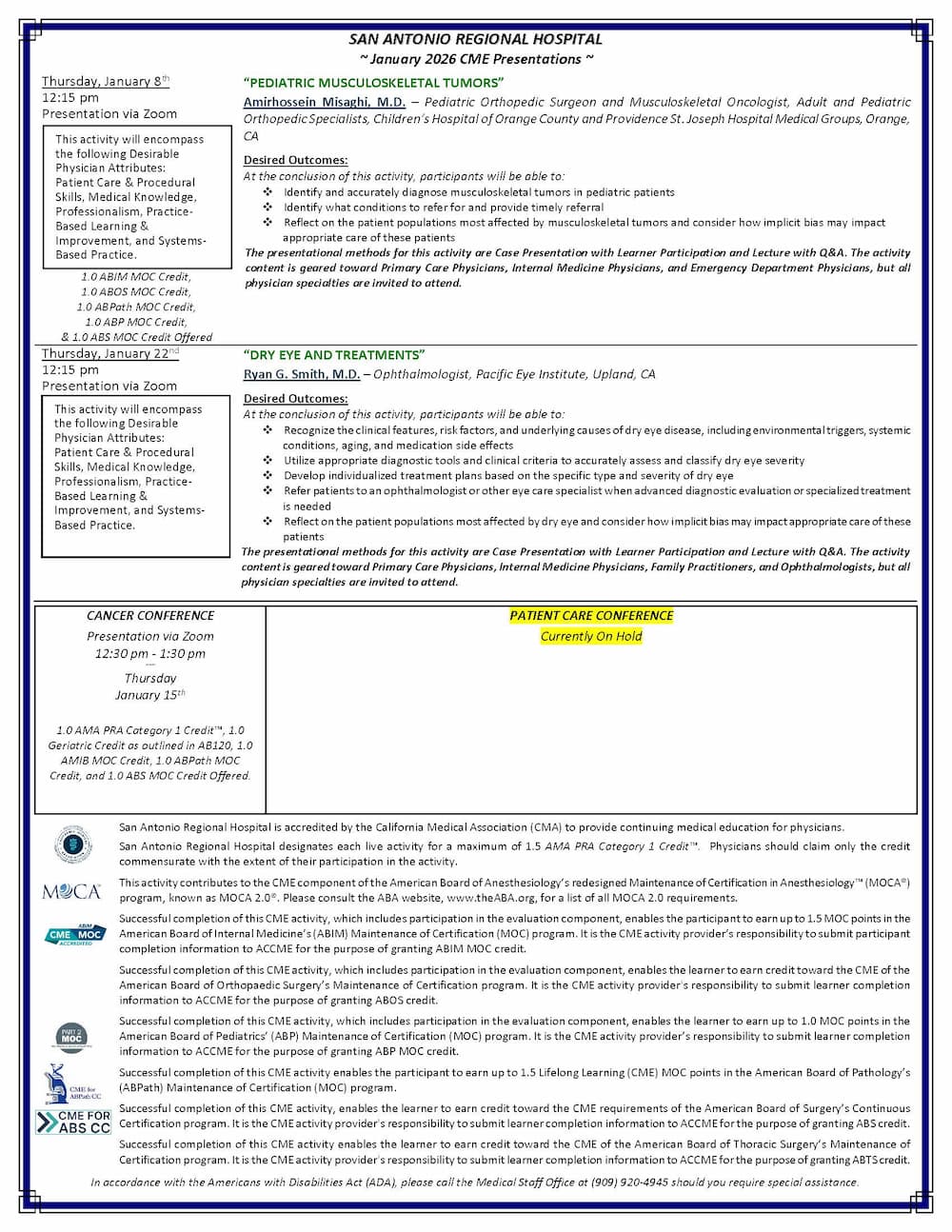 January CME Calendar